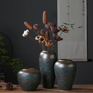 Vase en Céramique Chinois à Fleurs