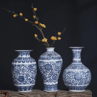 Vases à fleurs en porcelaine Bleu et Blanc